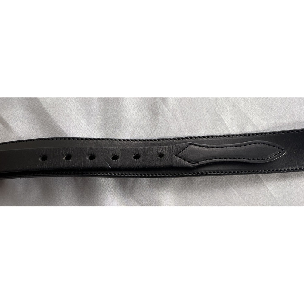 Bullhide Thick Sturdy Mens Black Leather Belt Size 48 Silver Buckle Made in USA - Picture 3 of 9
